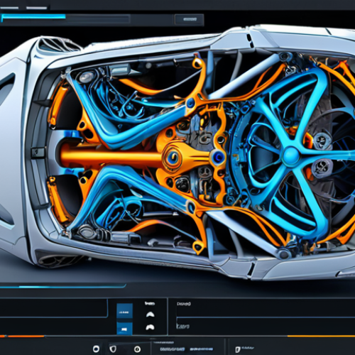Home 4 **
AI-powered generative design in mechanical engineering software. Multiple design options displayed on a screen, highlighting optimization of a car part design. Focus on futuristic interface and algorithmic creativity.
**